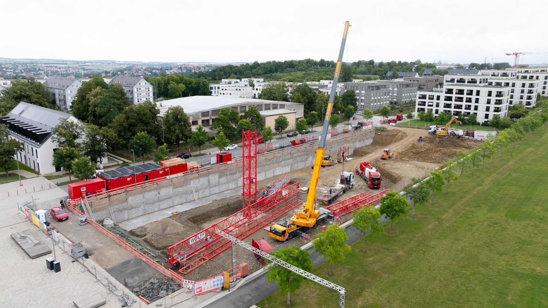 Baufortschritt Ärztehaus August Drohnenaufnahme